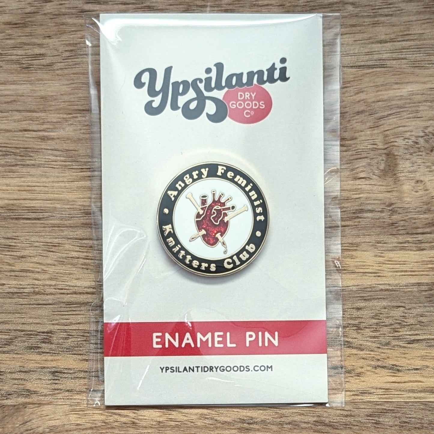 Angry Feminist Knitters Club Enamel Lapel Pin